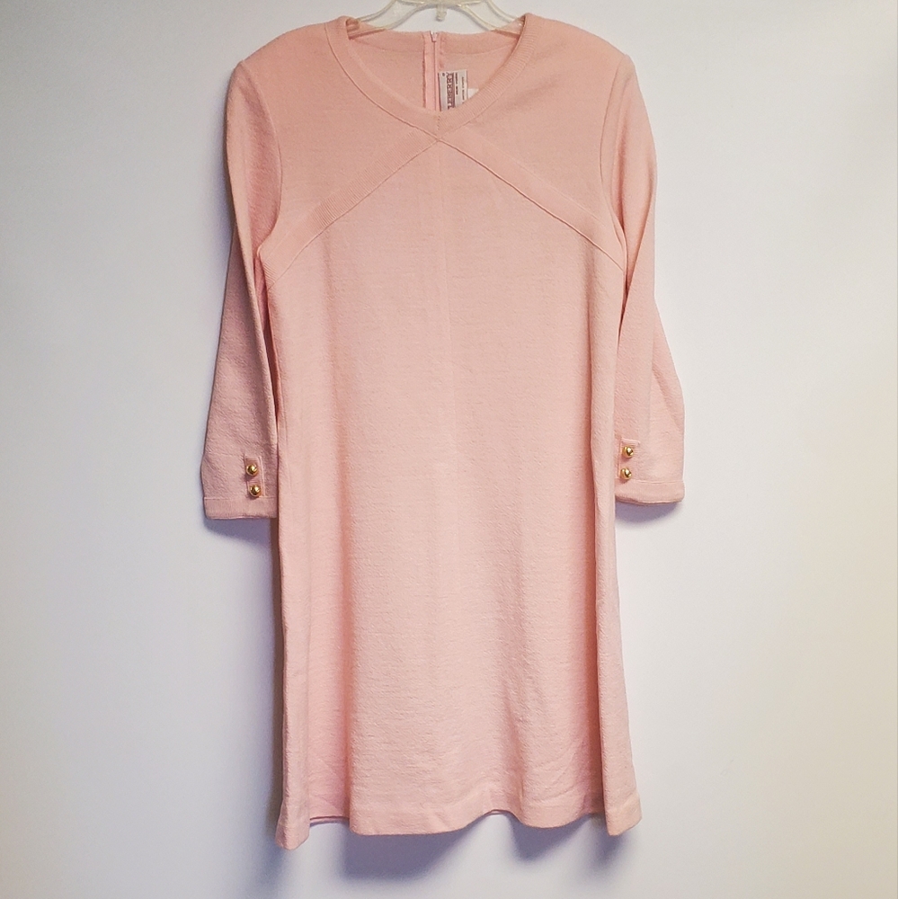 Vintage CastleBerry Bubble Gum Pink Knit Wool Blend Dress Size 12